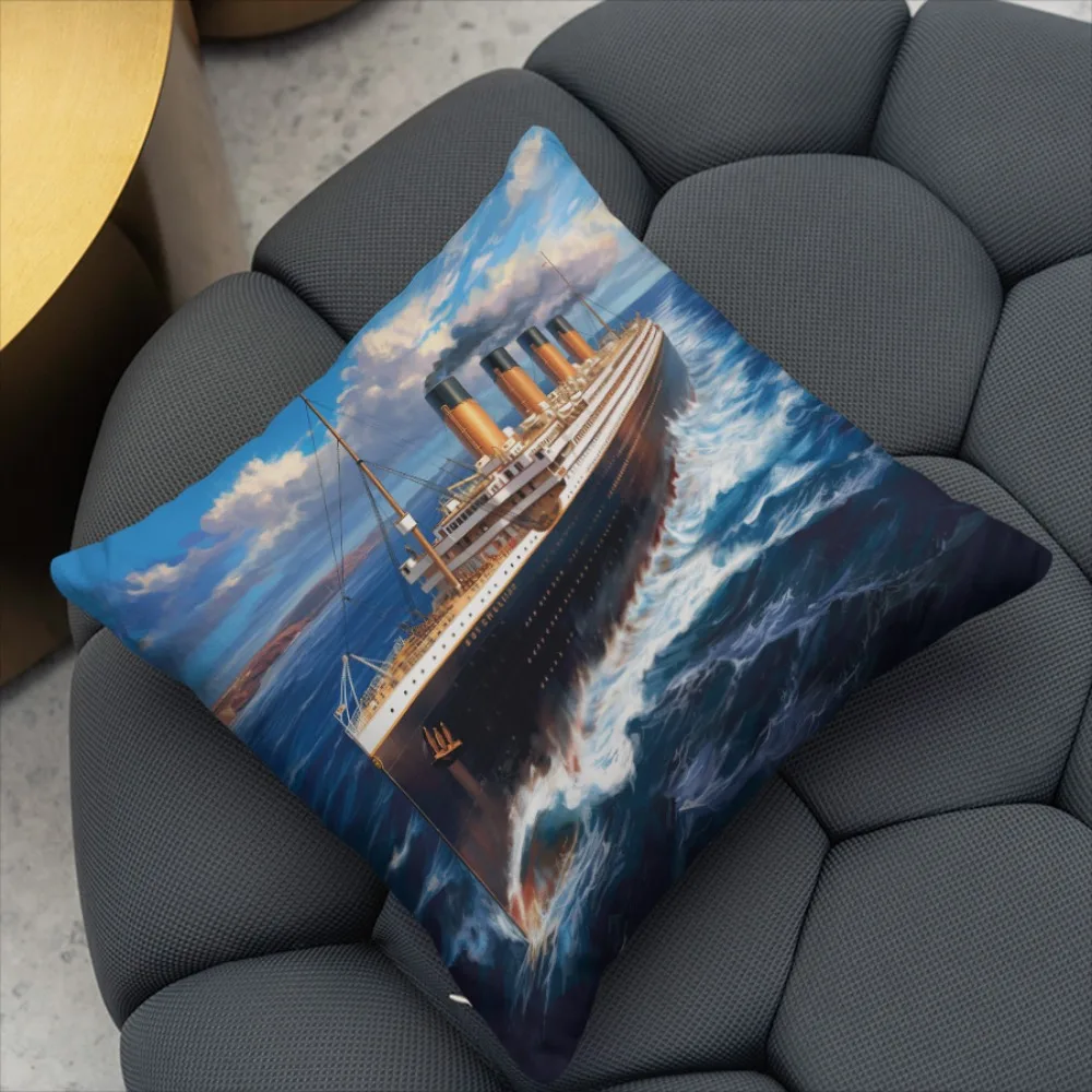 Double Sided Titanic Ship Nautical Theme Decorative Throw Pillow Case Classic Movie Ocean Style Cushion Cover for Sofa Home