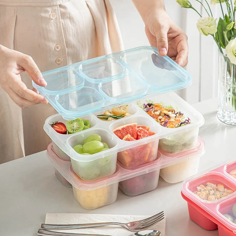 Bento Box Adult Lunch Box 8Pcs,5-Compartment Meal Prep Container For Kids, Reusable Food Storage With Transparent Lid A