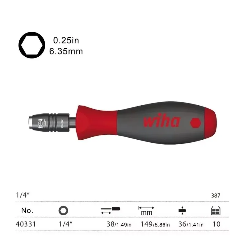 Wiha 40331 Mechanical Locking Socket Controller 1/4 6.3mm Magnetic Electric Screwdriver Bit Adapter DIY Repair Tool Kit