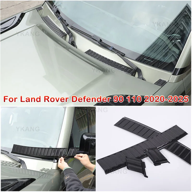 For Land Rover Defender 90 110 2020-2025 Dry Carbon Fiber Front Windshield Rain Wiper Base Trim protective Cover Car Accessory