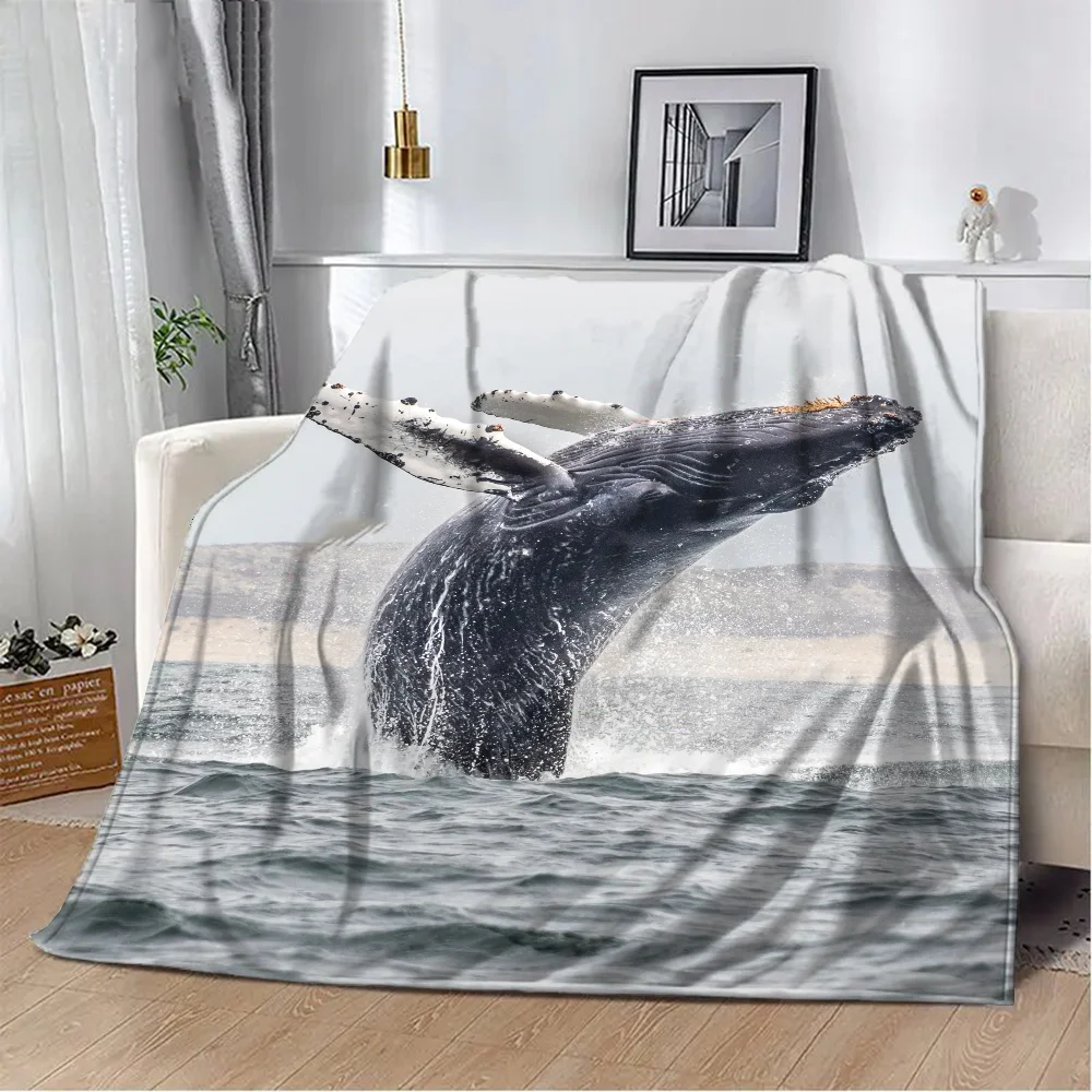 Whale Wave Summer Blanket for Sofas Decorative Blankets for Sofa Cover Blanket Throw Microfiber Bedding Home Interior Nap Bed