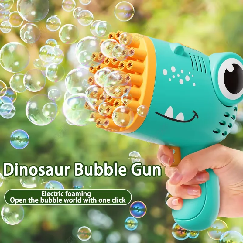 Cartoon Dinosaur 40-hole Electric Bubble Gun Outdoor Water Bubble Machine Children's Toy (Battery and Bubble Water Not Included)