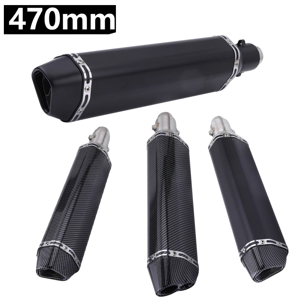 Mofles de escape de la mejor calidad para motocicleta, escape universal de 370/470 mm para ATV, motocicleta de calle, precio de fábrica.
