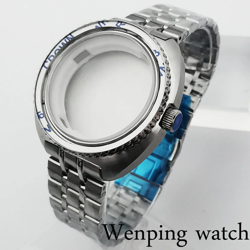 

New 44mm Silver Case Sapphire Glass Solid Stainless Steel Fits NH35 NH36 Automatic Movement Watch Assembly Accessories Parts