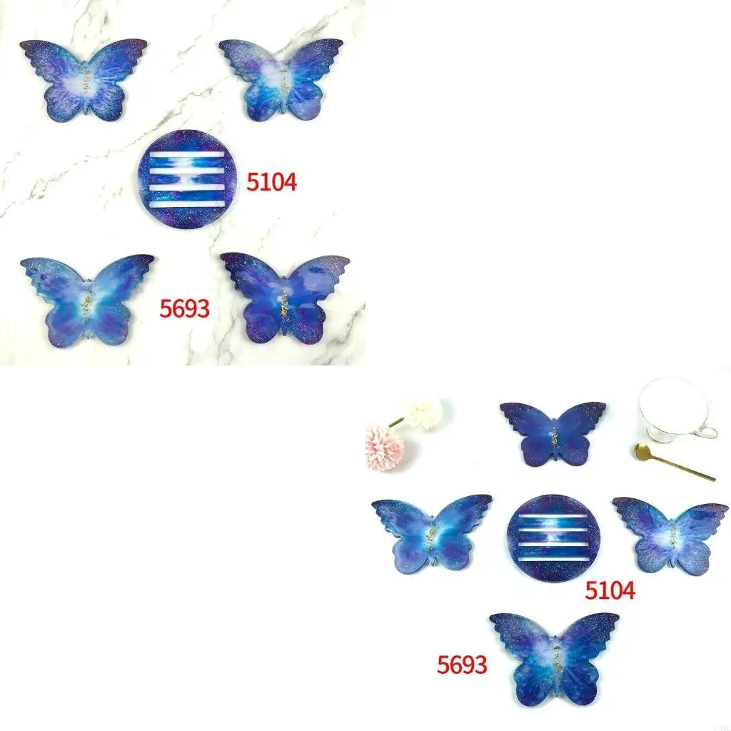 

R3MC Diy Crystal Tea Tray Mold Butterfly-shaped Epoxy Resin Storage Rack Mold Suitable for Home Decoration Table Wine Tray