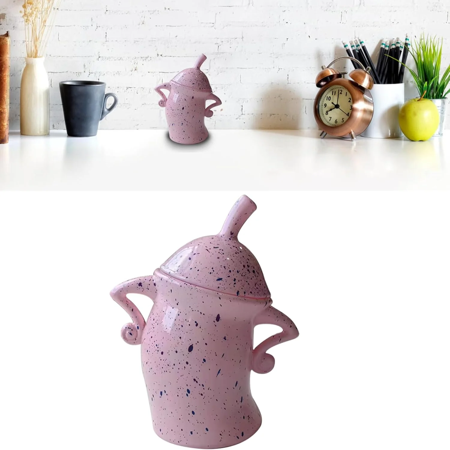 Drop Resistant PVC Creative Ceramic Canister, Multi Purpose Food  Jar with  for  & Office ()