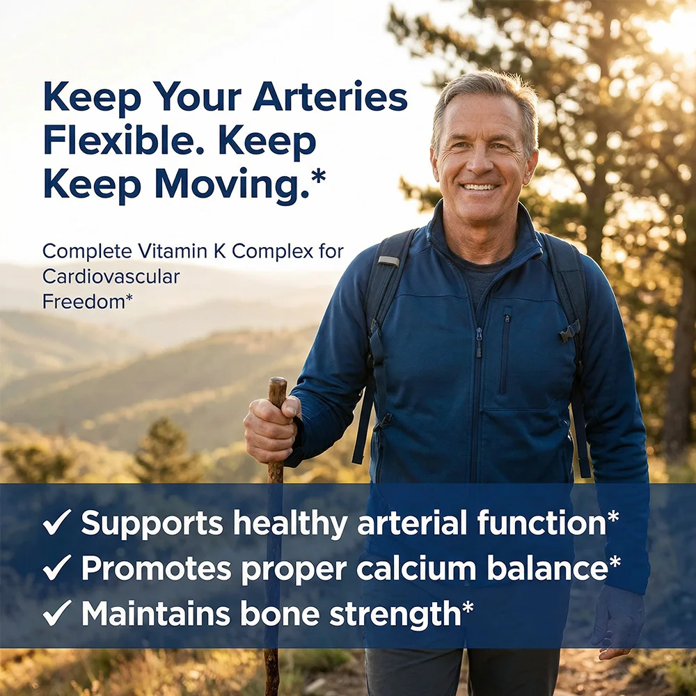Vitamin K2 1000mcg, 120 Vegetable Capsules - Supports Bone Health, Promotes Proper Calcium Balance, Non-GMO, Gluten Free