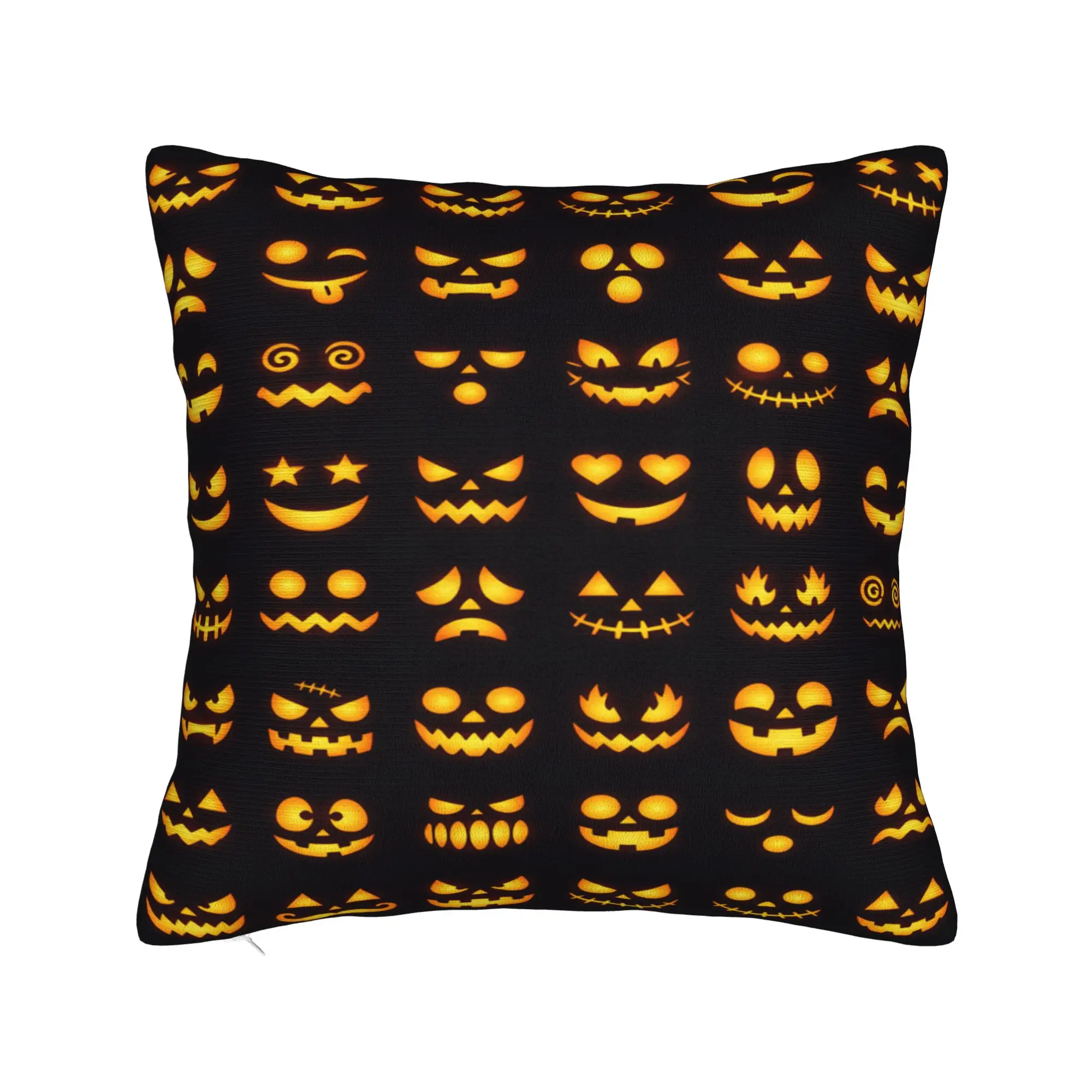 Halloween Glowing Jack O Lantern Different Face Collection Pillow Case  Design Pillow Cover For Couch Sofa Bedroom Pillowcases