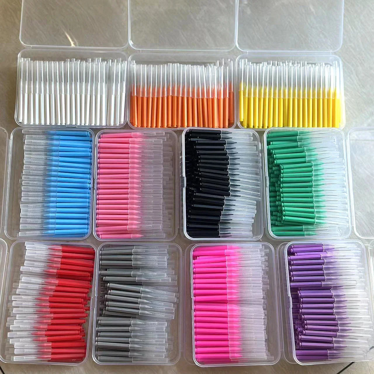 100 Pcs/Box Interdental brush 0.6-1.5Mm Cleaning Between Teeth Oral Care Orthodontic I Shape Tooth Floss I-type push pull