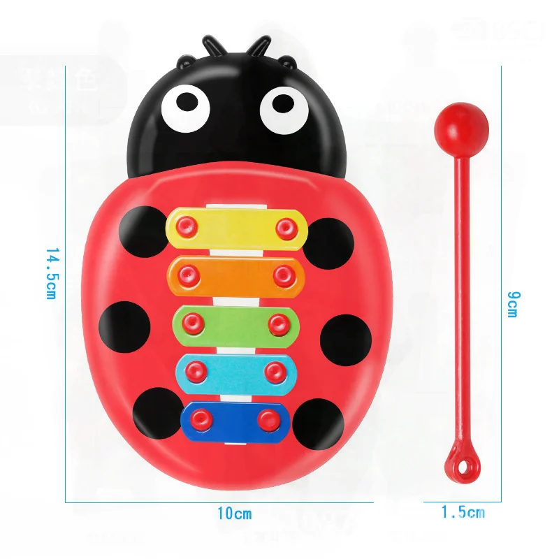 Baby Marienkäfer Hand Harfe Puzzle Spielzeug - Früherziehung Musikinstrument Achtfarbiges Percussion-Kinderinstrument