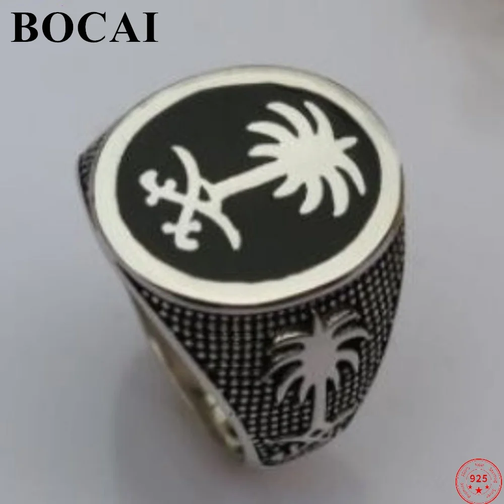 BOCAI S925 Sterling Silver Ring for Men Fashion  Popular Exquisite Middle East Crystal Glue Pure Argentum Jewelry Wholesale