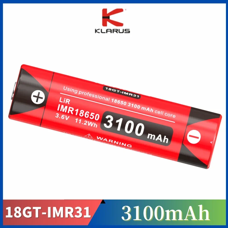 KLARUS 18GT-IMR31 18650 High Quality  Battery 3100 mAh IMR 18650 Lithium-ion Battery