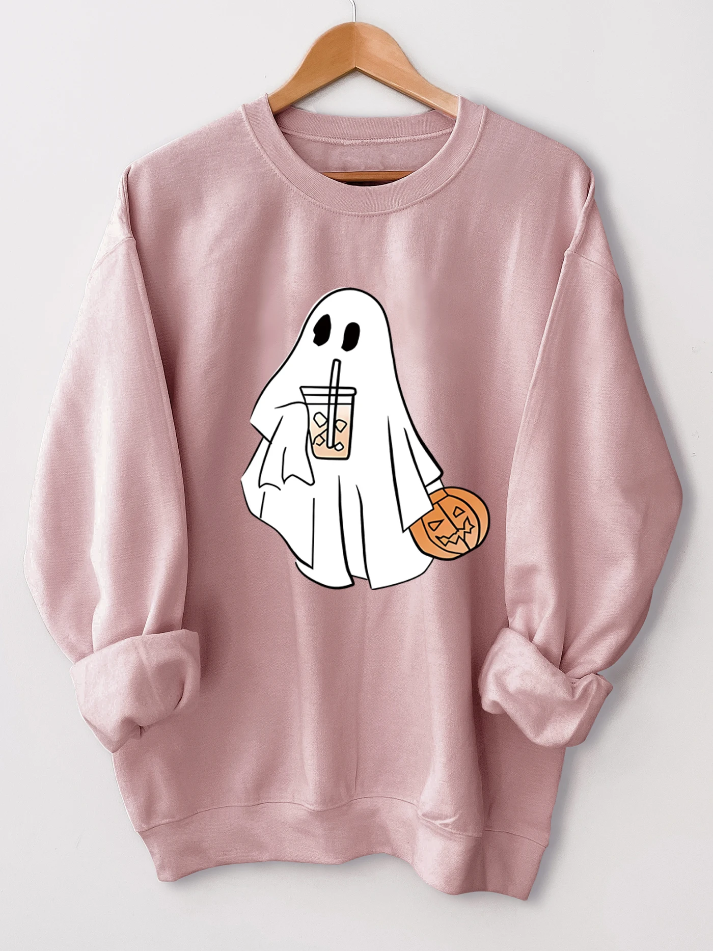 

Halloween print sweatshirt, crew neck casual sweatshirt for winter & fall, women's clothing.