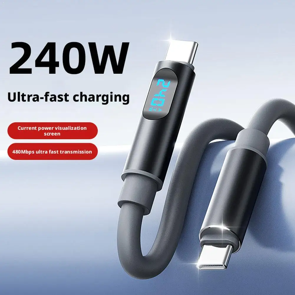 

240W Type C To Type C Fast Super Charge Digital Display Wire For Xiaomi For Samsung Laptop