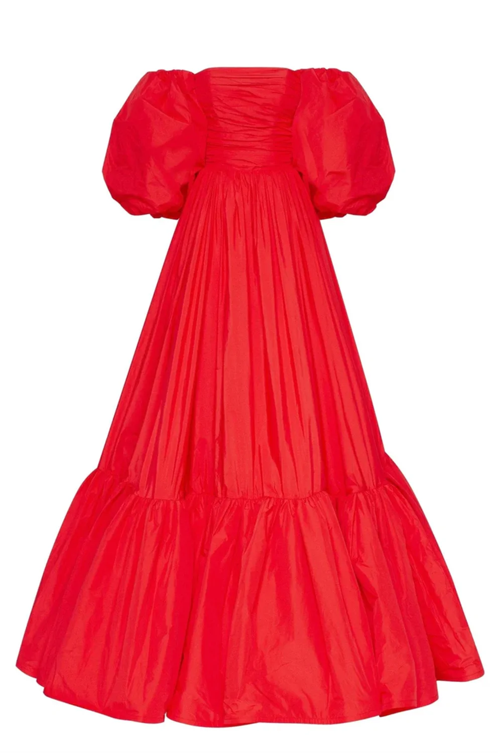 Annie Red Graduate Prom Dresses Puffy Puff Sleeves Dresses Sexy Off-the-shoulder FormalOccasions Party Dresses Vestidos De Noche