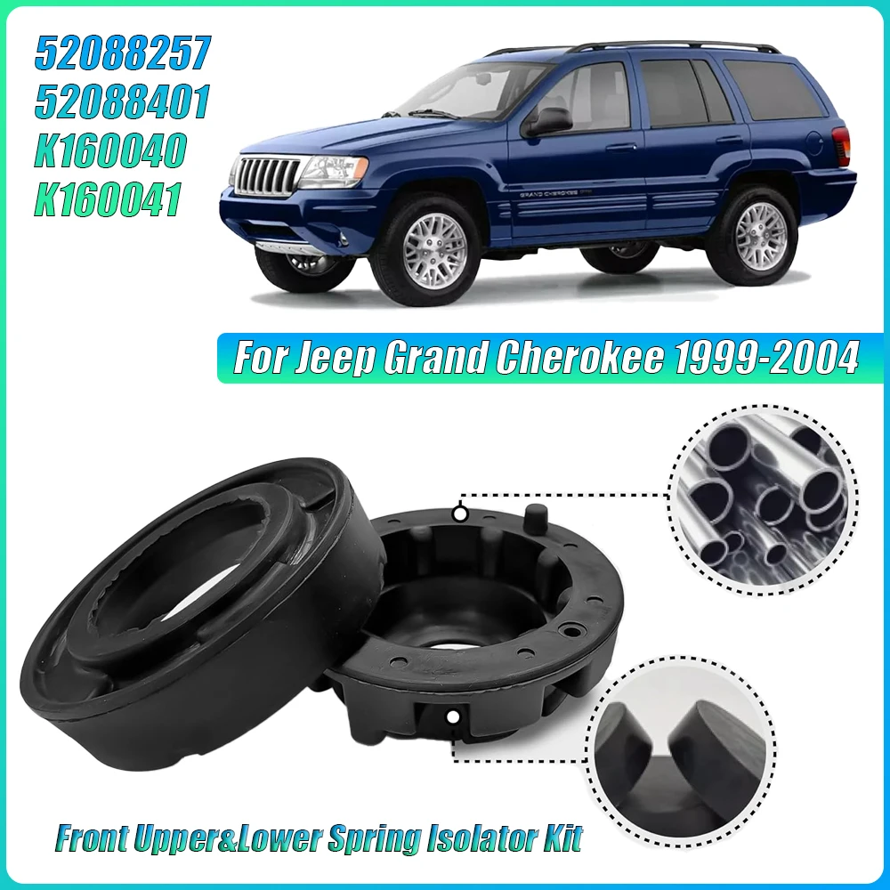 4pcs Front Upper&Lower Spring Isolator Kit 52088257 52088401 K160040 K160041 for Jeep Grand Cherokee 1999-2004 Suspension Parts