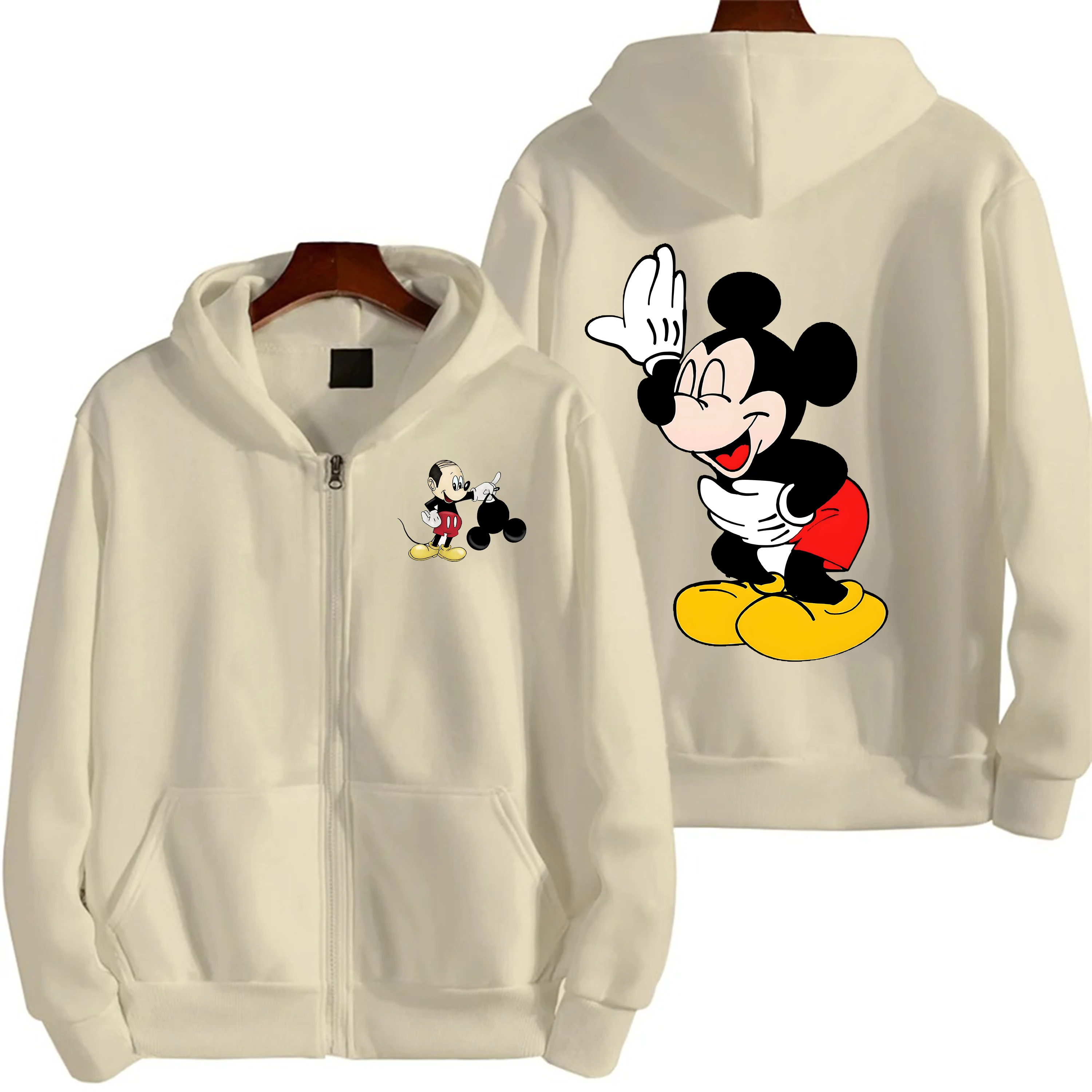 جديد أنيمي الكرتون ميكي ماوس مضحك ميكي ماوس سحاب مطبوع هوديي المرأة الخريف/الشتاء هوديي ملابس رياضية أنيمي هوديي #6