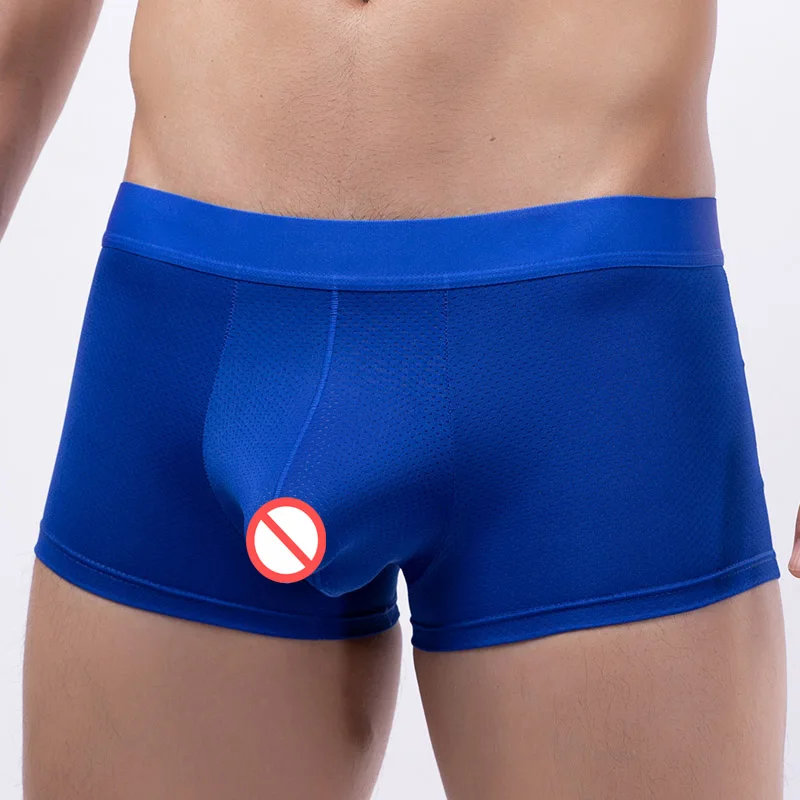 Sexy Elephant Nose Mens Boxers Underwear Large Penis Mesh Pouch Male Panties Man U Convex Boxershorts Underpants Gay Lingerie