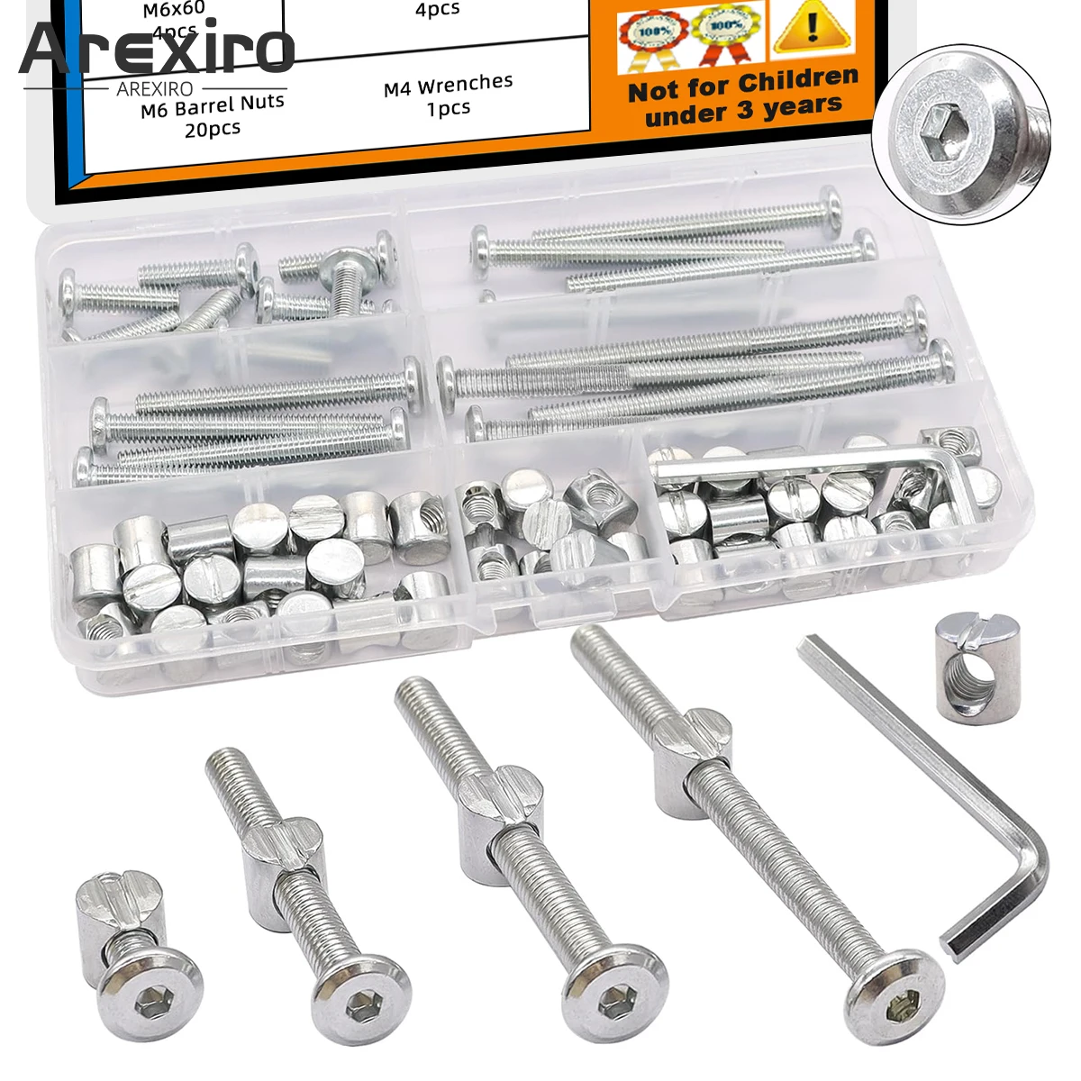 20 مجموعات من مسامير سرير الطفل الأجهزة استبدال عدة ذات الطابقين السرير الترباس سداسية المقبس مسمار مزلاج مع دلو الجوز/وجع #1