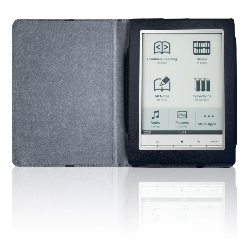 Folio Leather Cover for Funda Sony PRS 600 650 Digital Book Reader Protective Case with Adsorption Closure Pocket Pouch