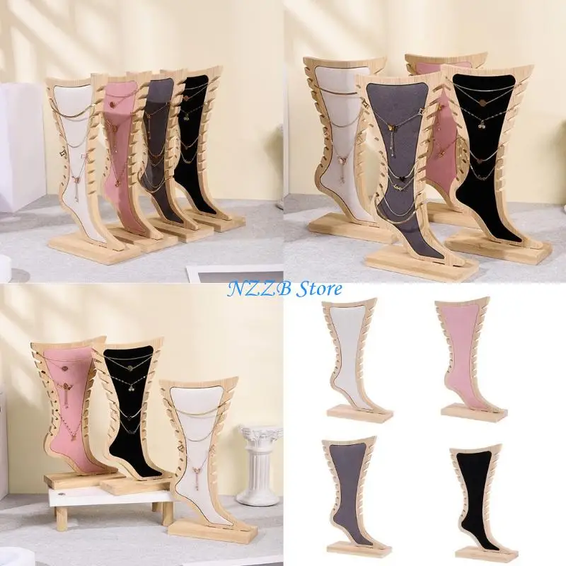 

T21F Bamboo Jewelry Holder with Velvets Finish Fashionable Accessory Display Stand