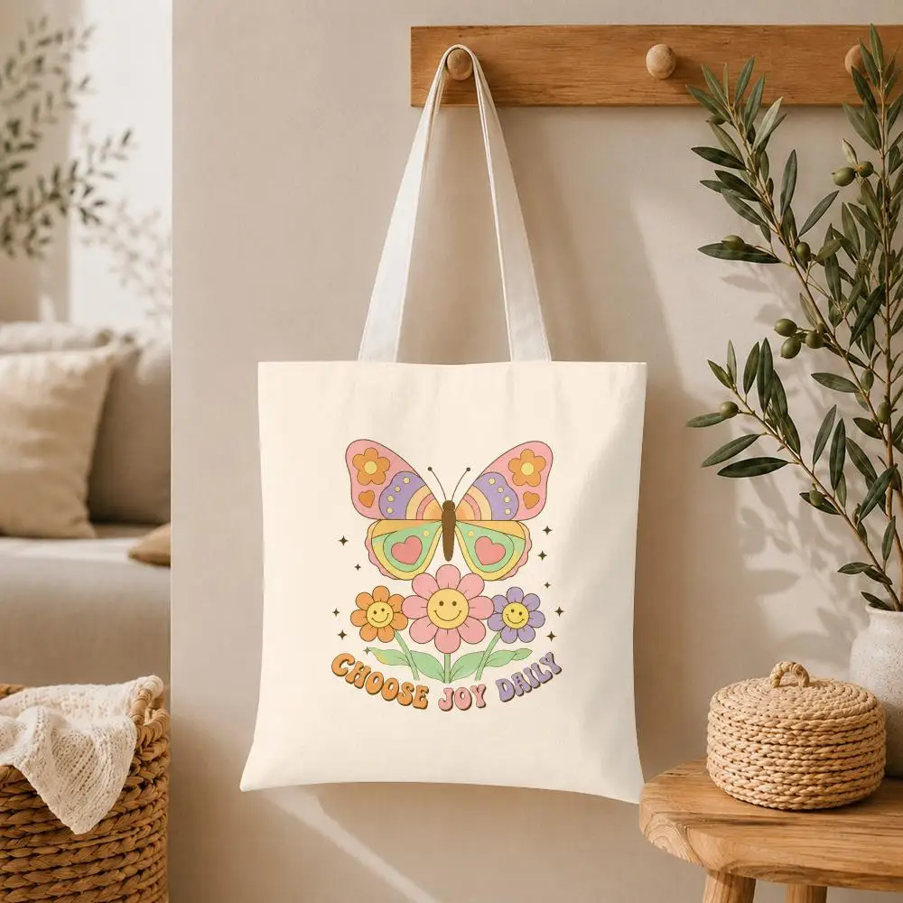 Seek Balance Not Perfection Storage Bags Large Capacity Canvas Tote Bag Double-Sided Print Shoulder Handbag for Daily Shopping