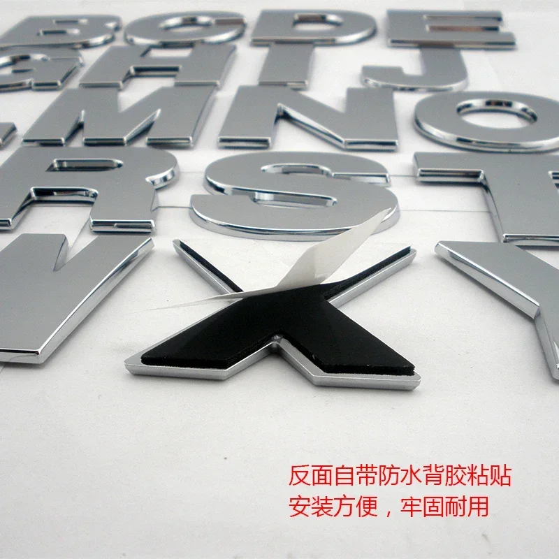 DIY 50mm High Customer Plastic 3d Chrome Letters Numbers Self Adhesive Alphabet Car Sticker Auto Sign Accessories Decoration