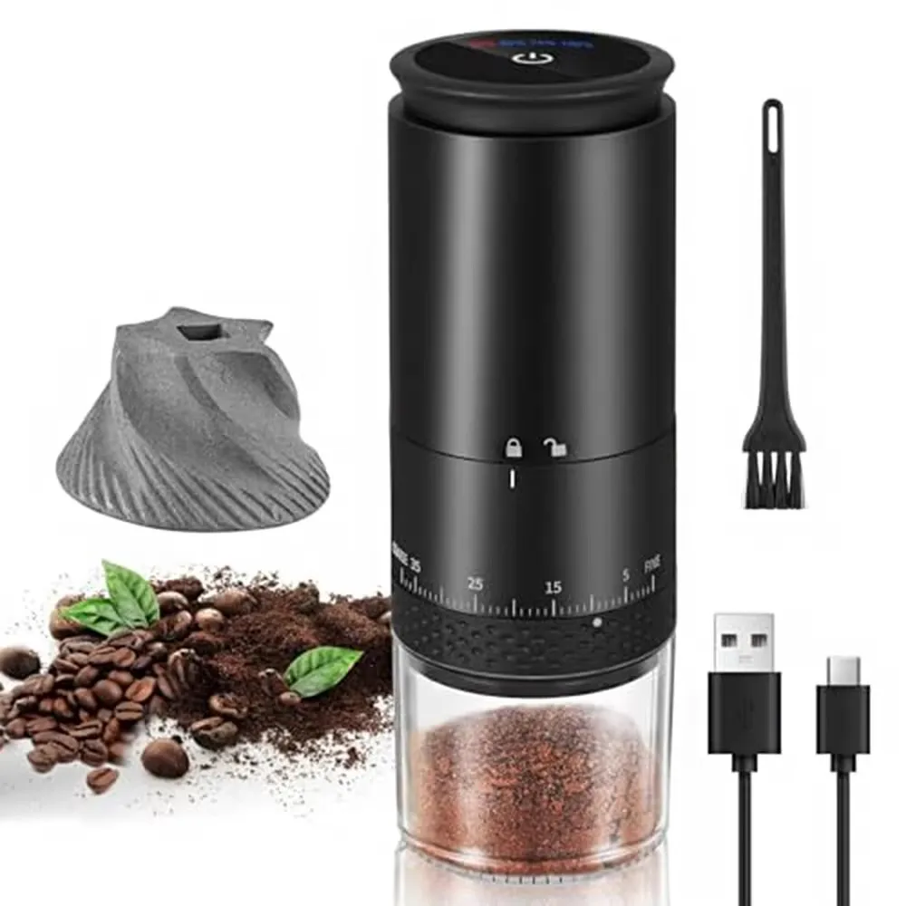 New Portable Electric Power Display Coffee Bean Grinder 38 Gears External Adjustable USB 2000mAh Household Burr Coffee Machine
