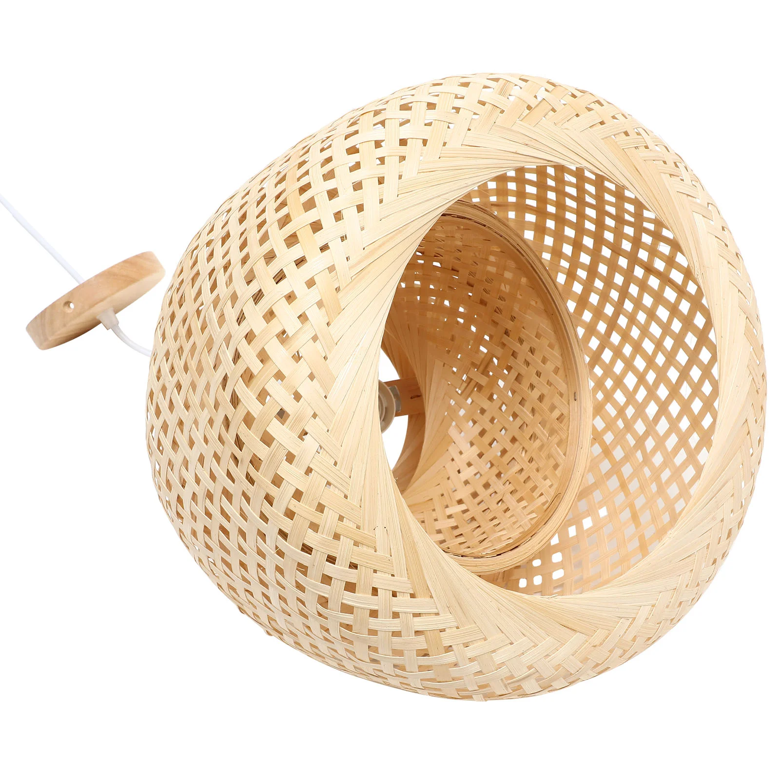 Safety Mask Rattan Lampshade Man Boho Decor Home Room Lights Bamboo Metal Wicker Hanging Woven Ceiling