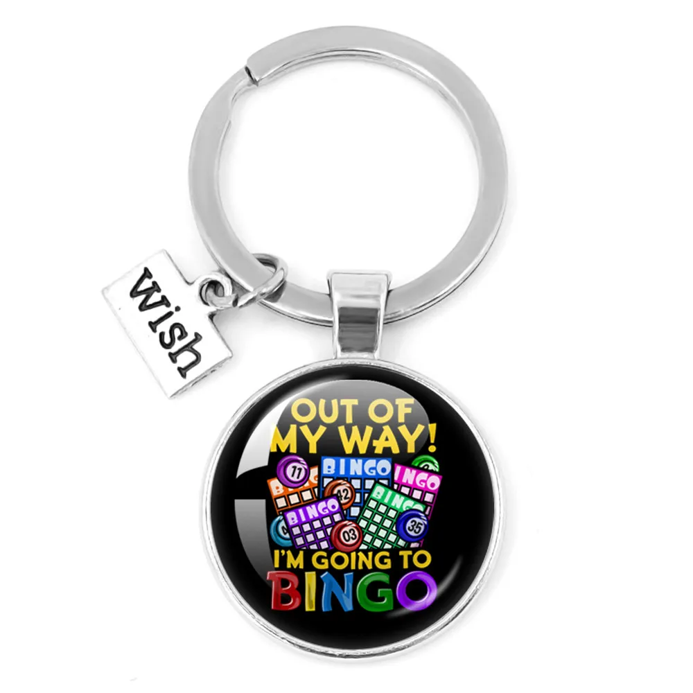 Bingo Shake three Balls Bingo Queen Game Bingo Balls Pattern Glass Cabochon portachiavi ciondolo circolare portachiavi gioielli regali