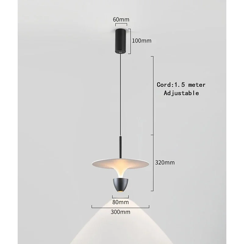 Lamp LED Pendant Light, White And Black Ceiling Light, Height Adjustable Pendant Lighting For Dinning Table,Living Room, Bedroo