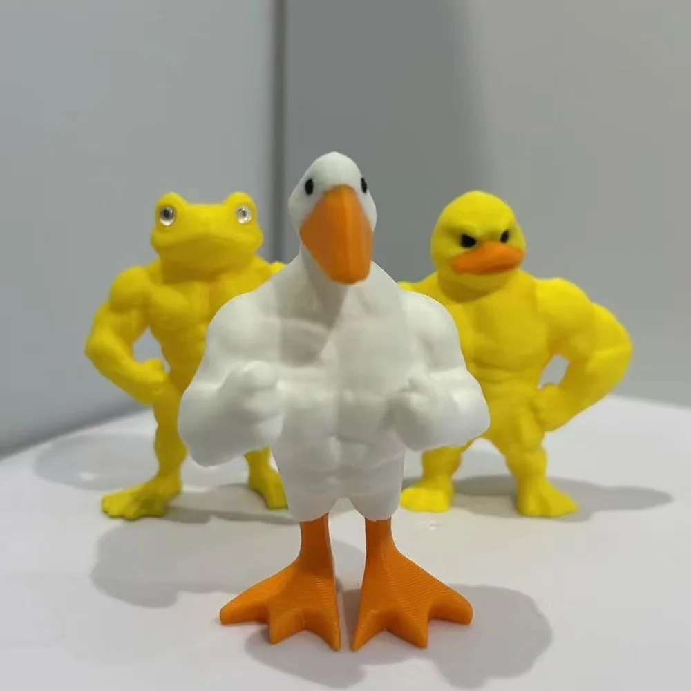 Figuras Divertidas de Rana, Ganso y Pato con Músculos Impresas en 3D, Lindas y Divertidas Estatuas de Animales con Músculos Abdominales, Decoración para el Hogar y Escritorio