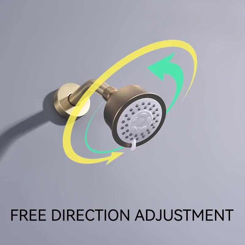 Bathroom Faucet Brushed Gold Shower Mixer Wall Mounted 3 Function Rainfall Spray Shower Head With Arm Hot Cold Water Shower Set