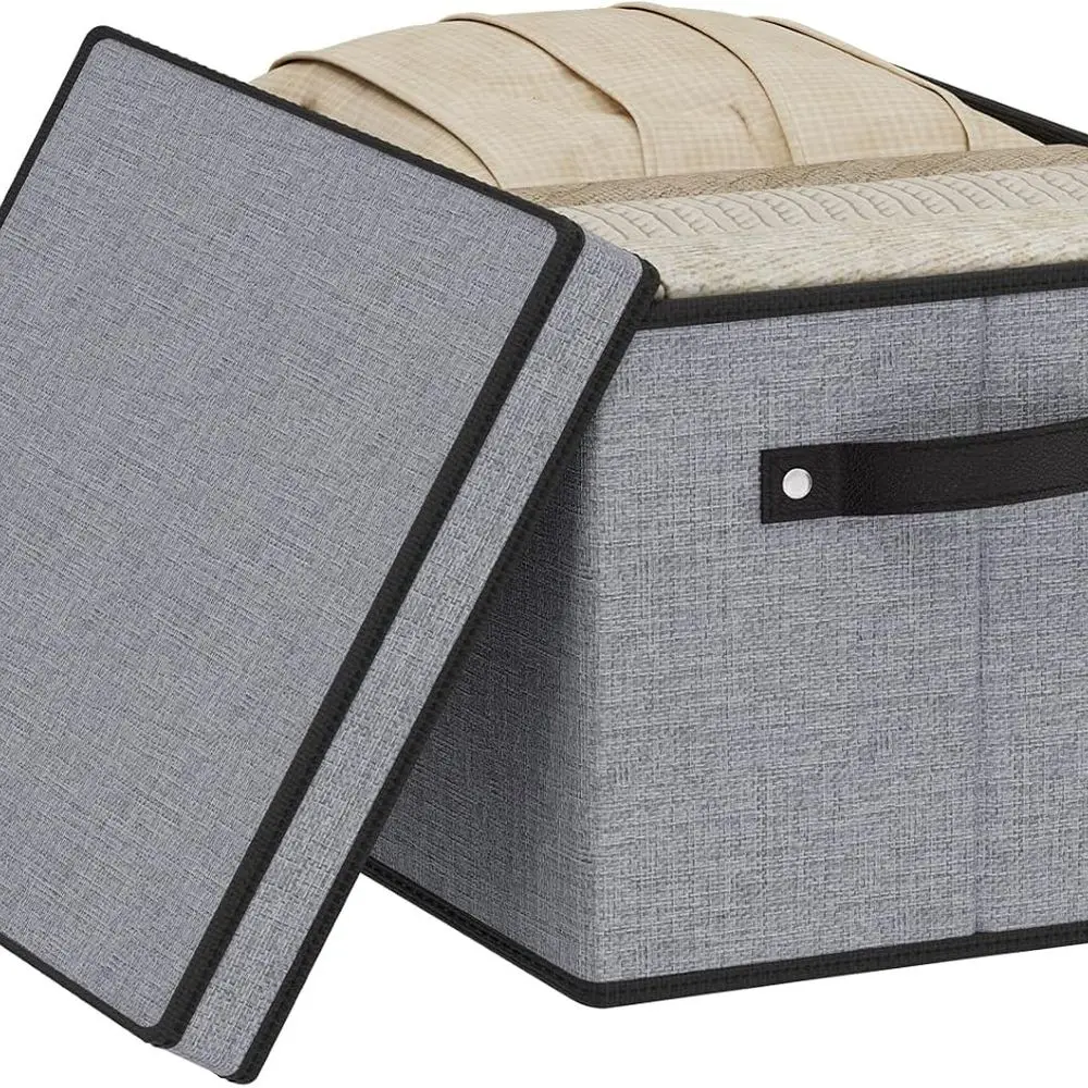 

Серые тканевые кубики для хранения с крышками и ручками, декоративные корзины для шкафов, 16,5x11,8x10,2