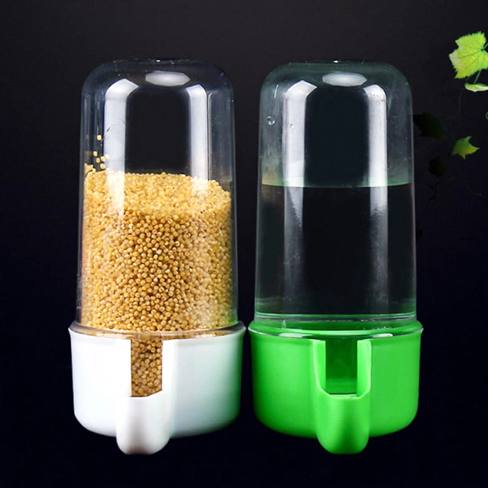 

2pcs Automatic Bird Feeder Plastic Parrot Food Dispenser Waterer Durable For Cage Space-Saving Hygienic Use