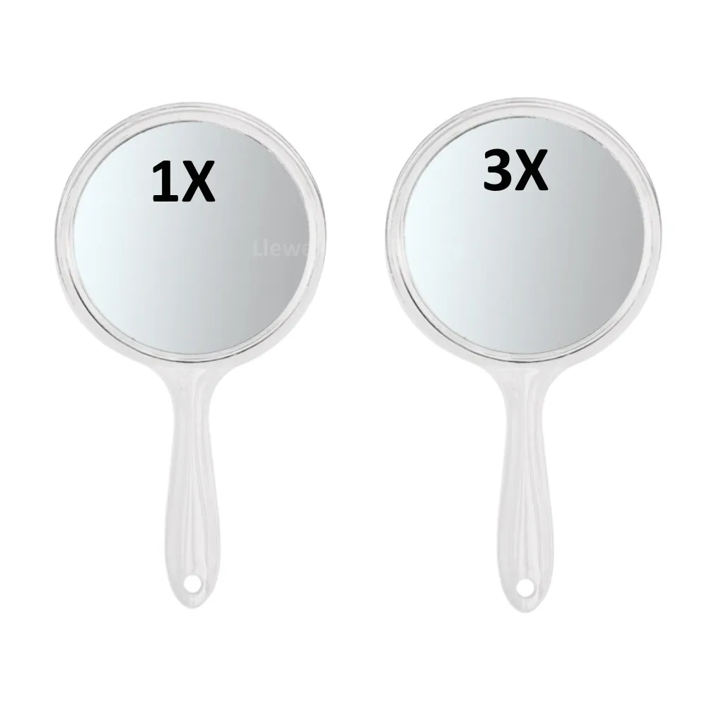 Handheld Mirror Double-Sided 1x/3x Magnifying Makeup Mirror With Handle Home Salon Barbers Hairdressers Practical Hand Mirror