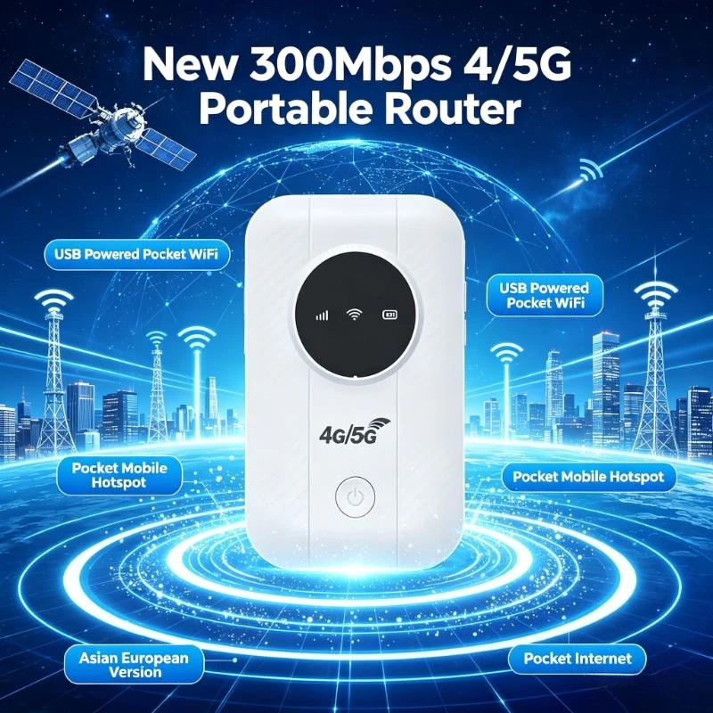 New 300Mbps 4/5G Portable Router USB Powered Pocket WiFi Pocket Mobile Hotspot Asian/European version Pocket Internet