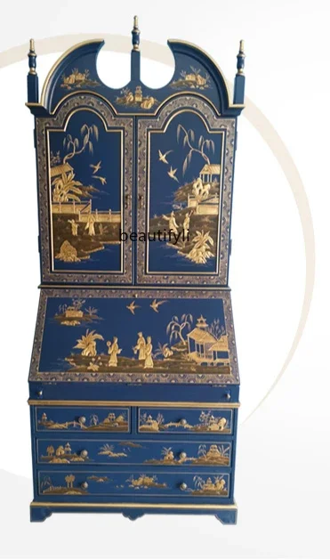 French painted decorative cabinet, European hand-painted jewelry cabinet, American bookcase