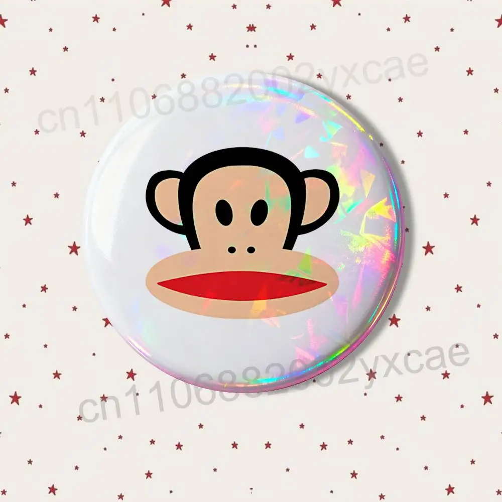 Dies ist ein Affen-Paul-Frank-Abzeichen für Rucksäcke, Kleidungsdekoration, runde Brosche aus Weißblech, lustige, individuelle Geschenke für Freunde – Detail 4