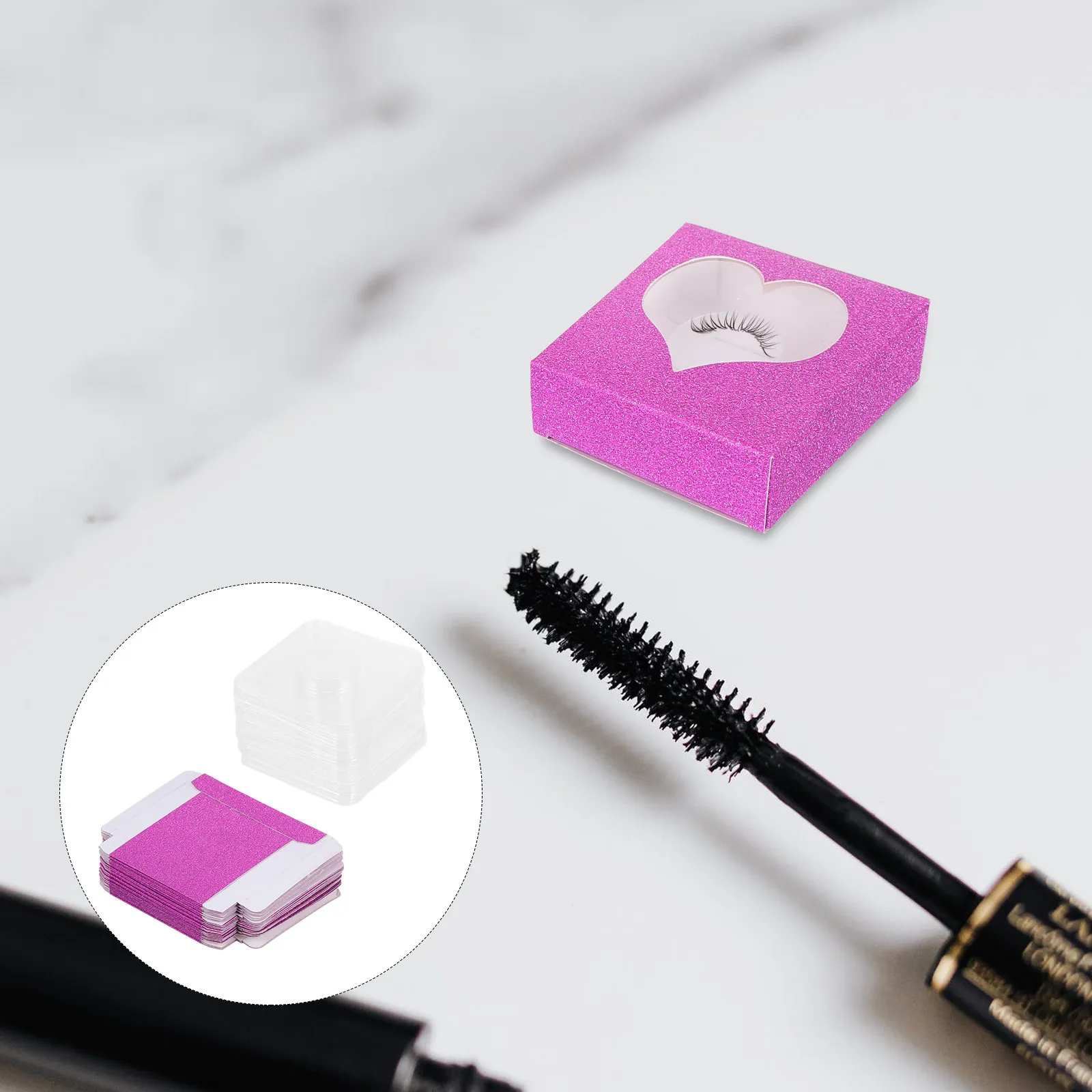 

50 шт. Портативные прозрачные коробки-органайзеры для накладных ресниц с окошком, для хранения и упаковки, с блестками