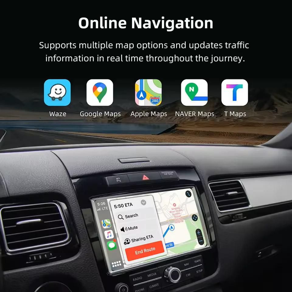 وحدة التحديثية اللاسلكية Carplay لسيارة Volkswagen Touareg RNS850 Android محول السيارات airplay VW 2010-2017 car play Mirroring