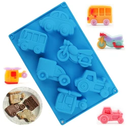 Molde de silicona con forma de avión para hornear postres, pudín de gelatina, herramienta de decoración de pasteles, bricolaje, coche, motocicleta