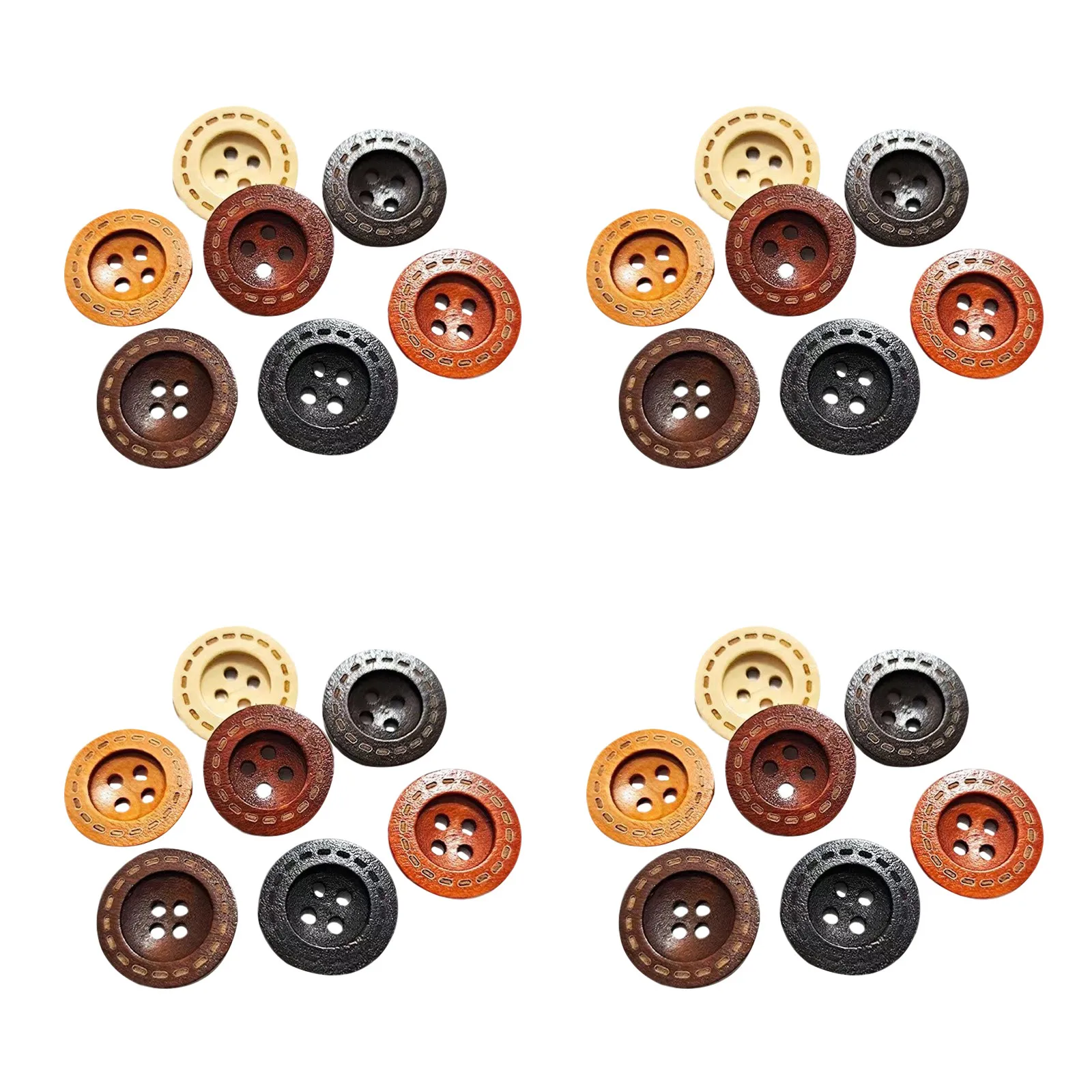 40Pcs Vintage Wood Button Thumb Tacks Flat Head Decorative Push Pins for Felt Board Notice Board Craft Space Photo Display Pins