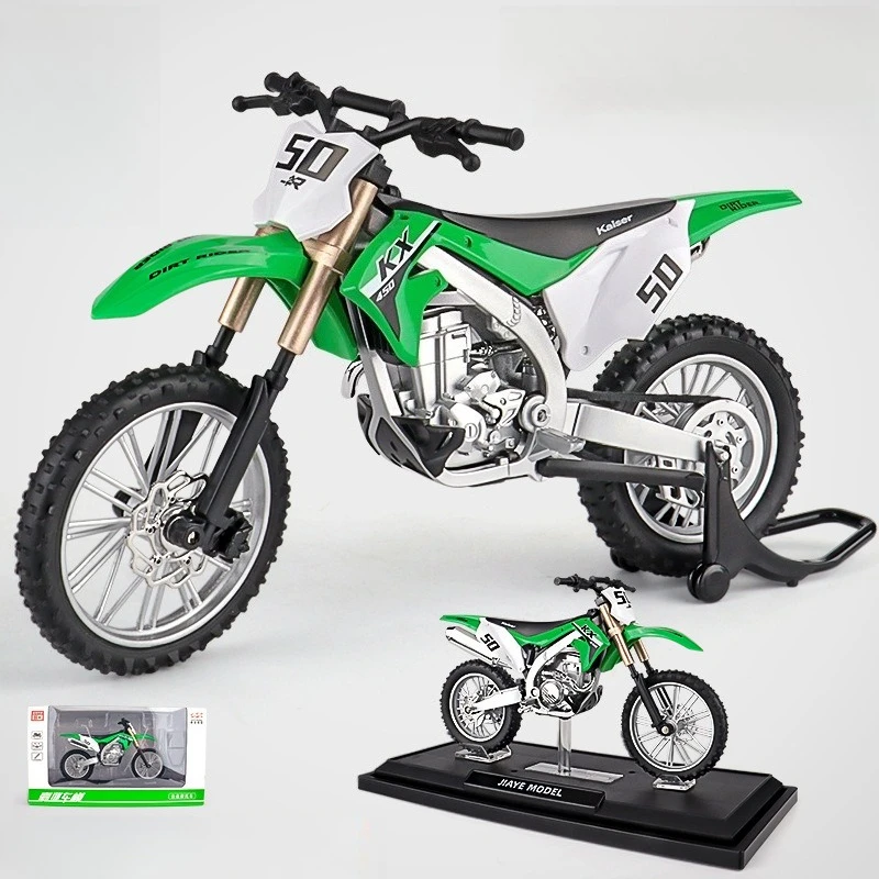 

Модель мотоцикла Jiaye 1:12 KX450 для мотокросса с подставкой, игрушечная машинка из сплава для мальчиков