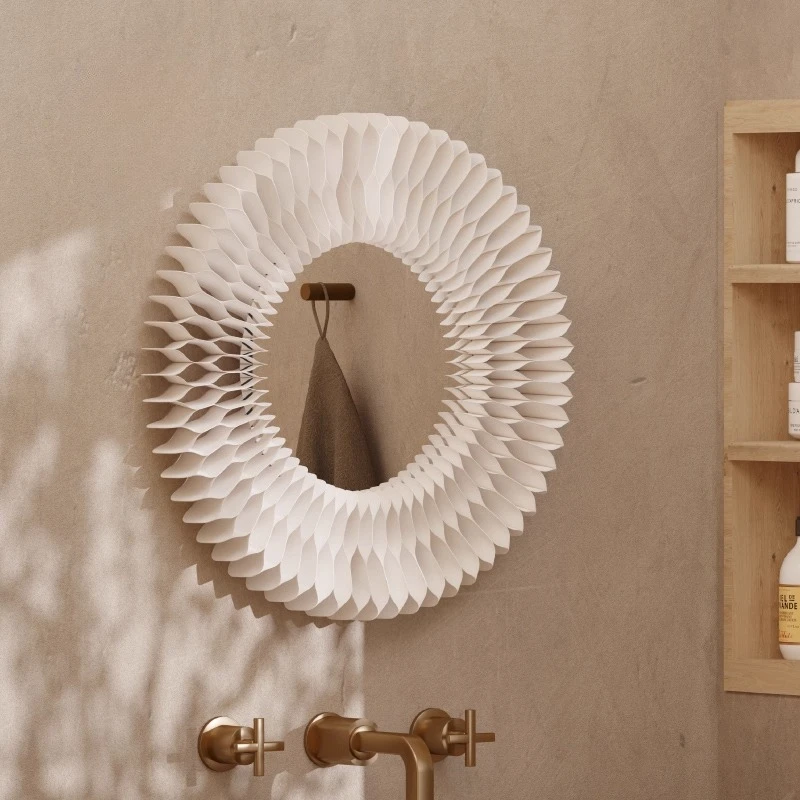 

Hole wall-mounted decorative mirror bathroom dresser wall-mounted large round mirror