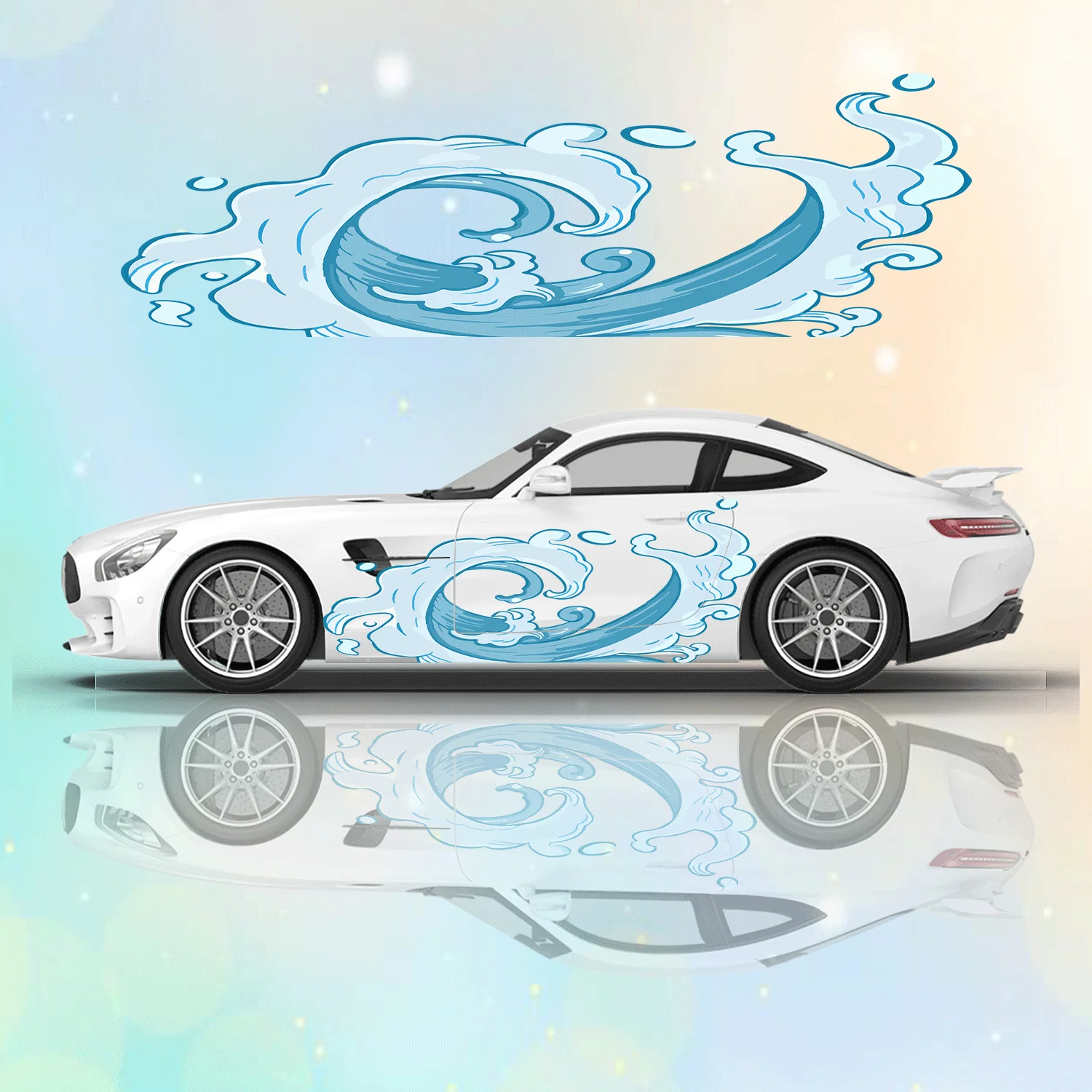 Abstract Sea Wave Landscape Car Side Sticker Vinyl Self-adhesive Paper Motorsport Paint Decal Suitable for Truck Suv Decoration