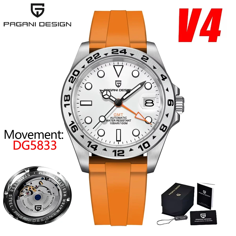 Pagani Design 2026 Nieuw Mode Heren GMT Automatisch Mechanisch Horloge Topklasse Saffier Roestvrij Staal Waterdicht 10Bar BGW