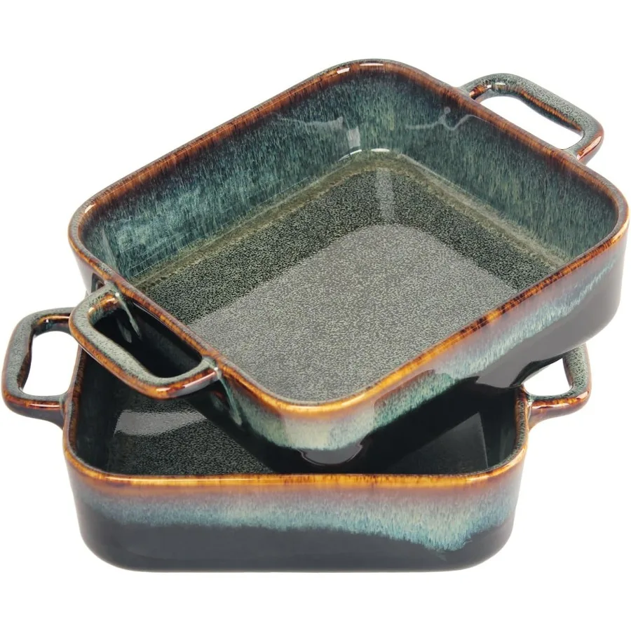 

7" x 7" Porcelain Square Casserole Dishes, 2 pieces Baking Dish for Oven, 32 OZ Ceramic Lasagna Pans, Oven Safe Bakeware for Kit