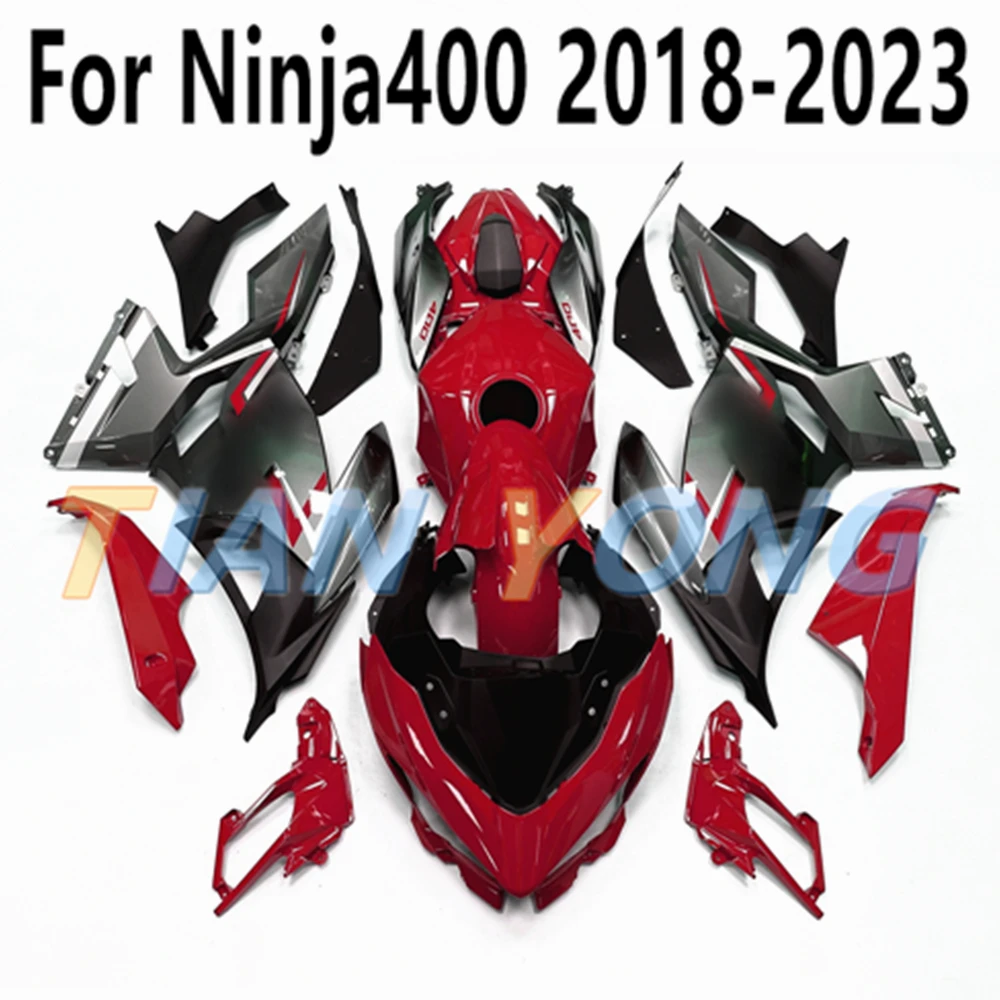 For Ninja400 2018-2019-2020-2021-2022-2023 Full Fairing Kit Red Cement Gray Shiny Fit Ninja 400 Bodywork Cowling