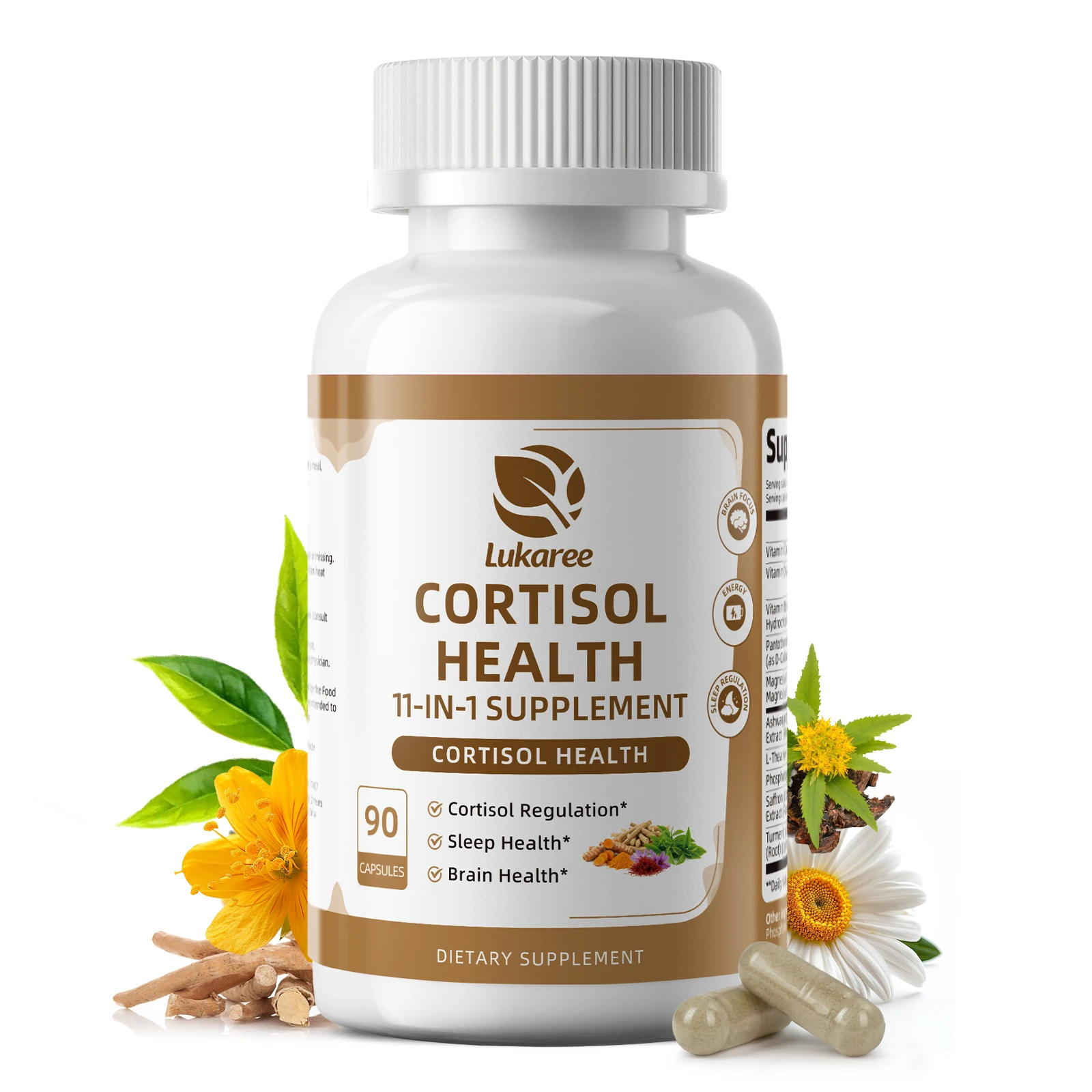 LUKAREE Cortisol Health Capsules Relieve Stress,Balance Cortisol Response,Relax &Deep Sleep Phosphatidylserine Rhodiola Non-gmo